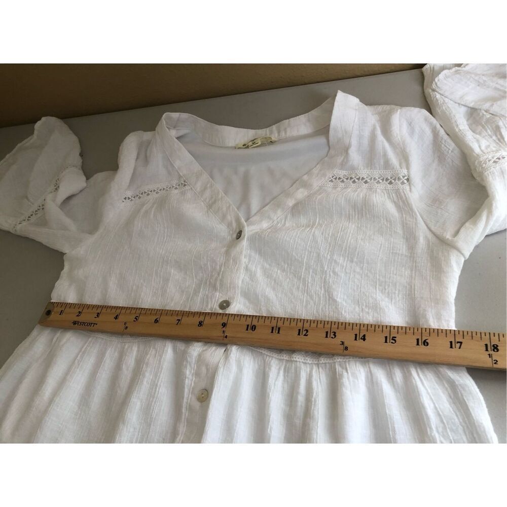 indigo Rose White Boho Tiered Dress Lace Button Front Size M - Picture 11 of 13